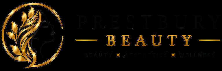 Gold leaf logo with BEAUTY text on black background, elegant beauty brand emblem